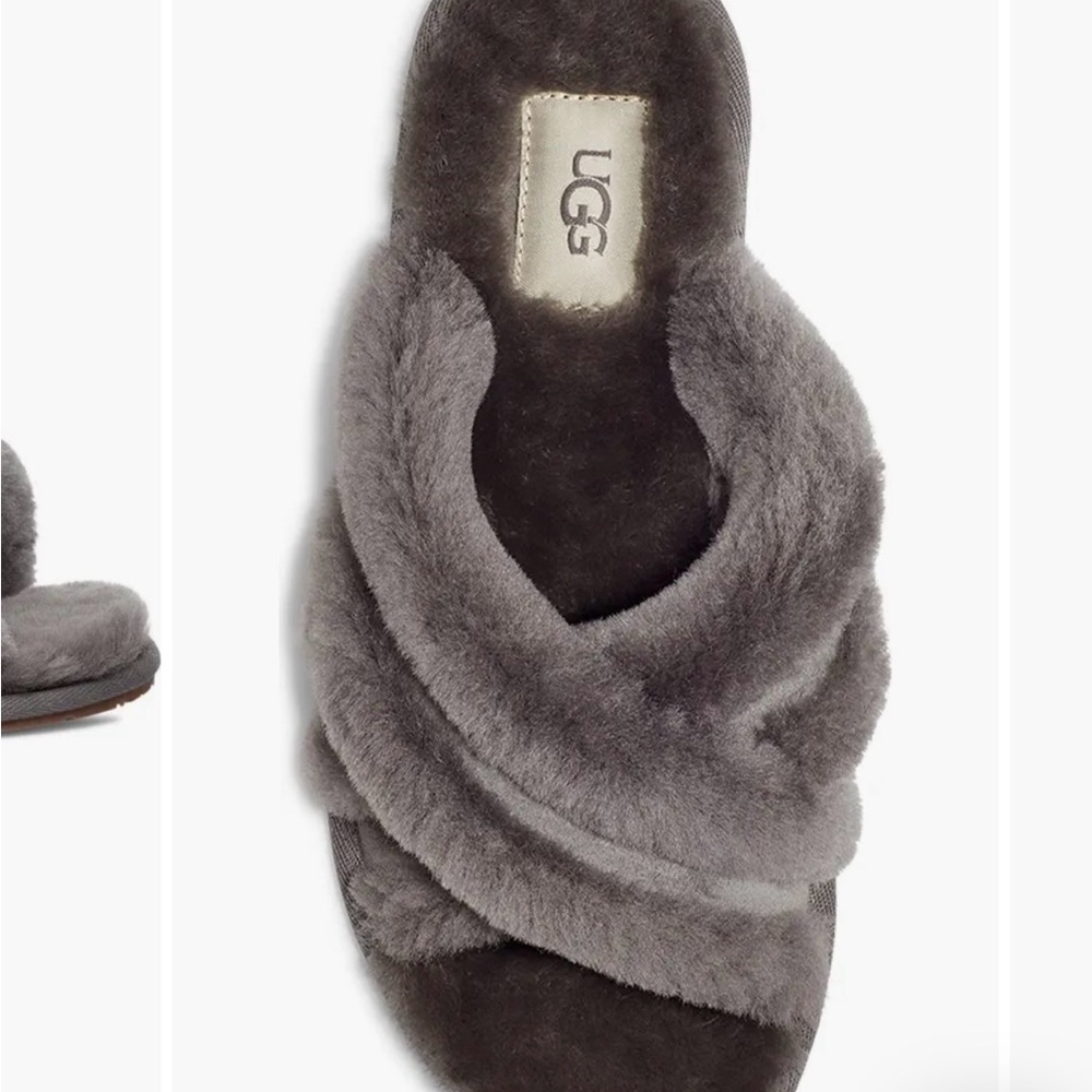 UGG Women's Charcoal Plush Slippers NWT